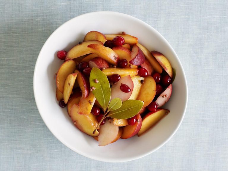 Spiced Peaches with Tarragon & Cranberries