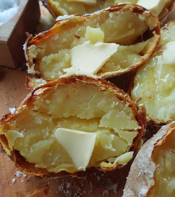 Jacket baked potatoes with butter