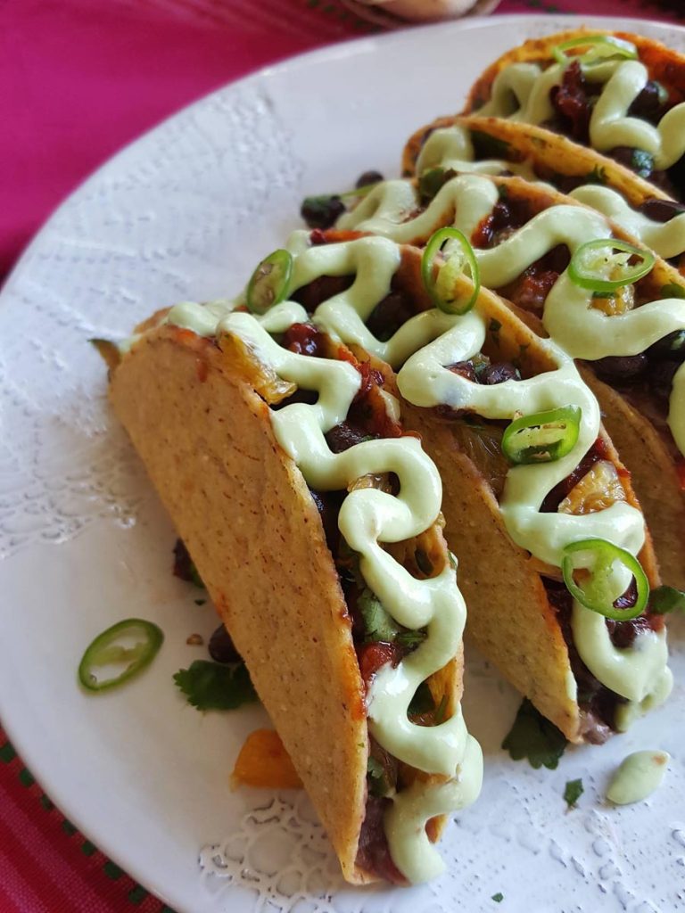 Black Bean Tacos with Orange & Avocado Crema