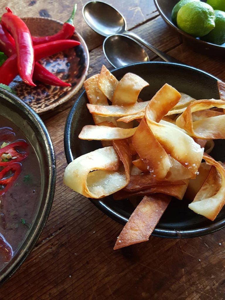Tortilla chips – add texture to a bean soup