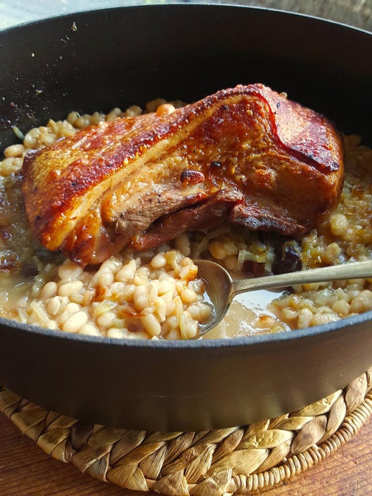 Pork Belly with Boston Baked Beans