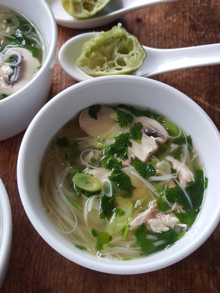 Chicken Soup with Noodles, Coriander & Lime
