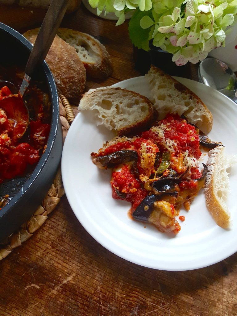 Baked Eggplant & Peppers with Mozzarella