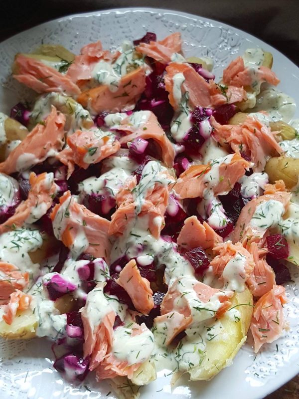 Hot-smoked Salmon Salad with Beets