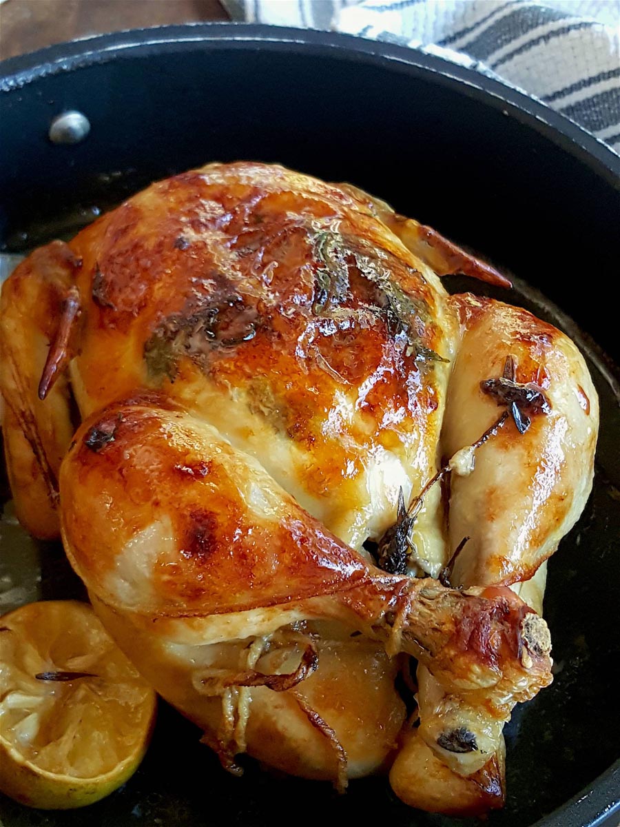 French roasted chicken scented with tarragon & finished with verjuice