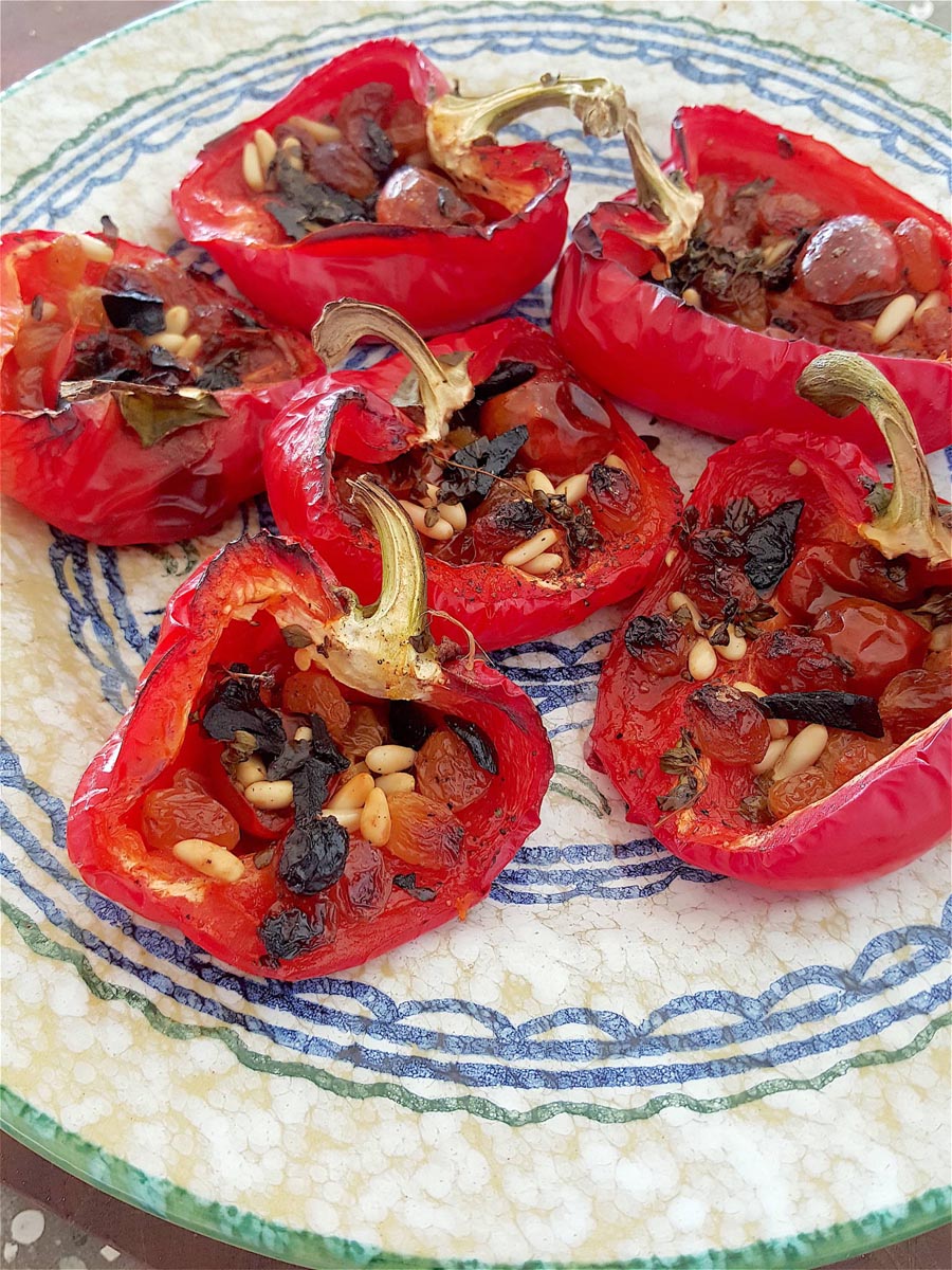 Baked Peppers with Pine Nuts & Black Garlic