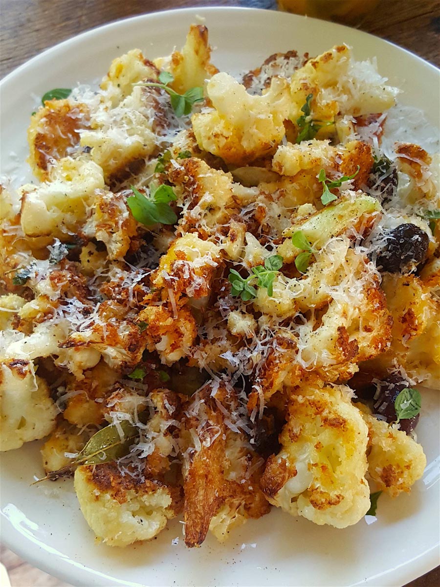Fried Cauliflower with Olives & Herbs