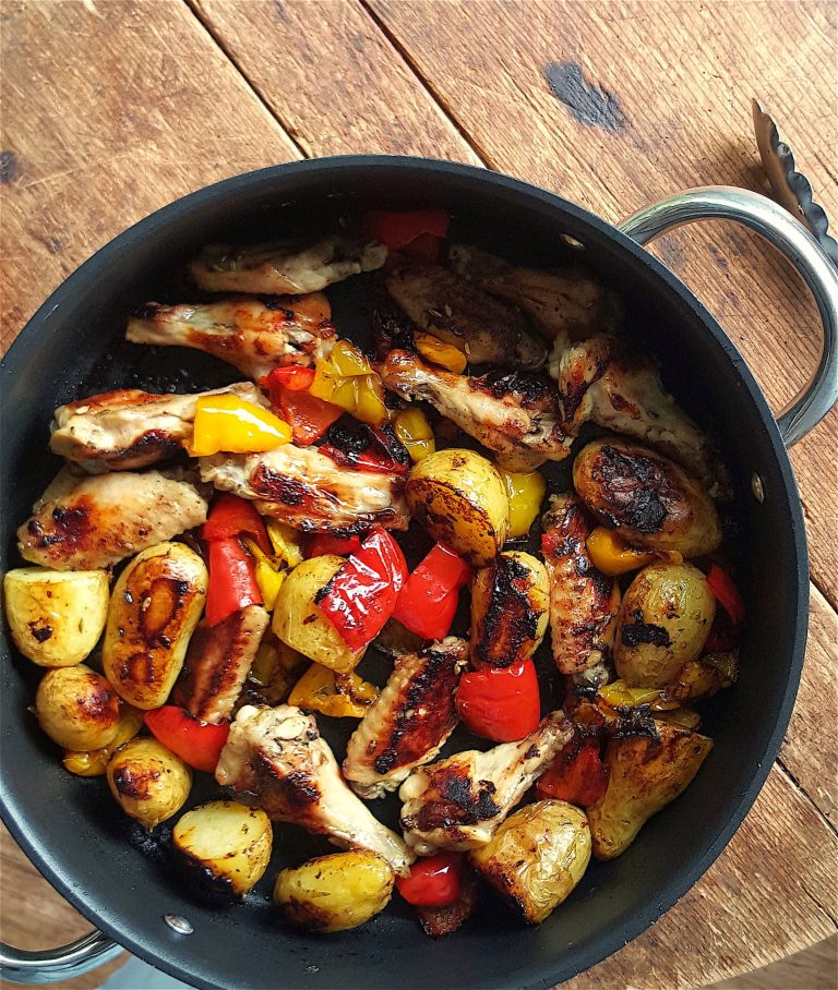 Roasted Chicken Nibbles with Yellow & Red Peppers