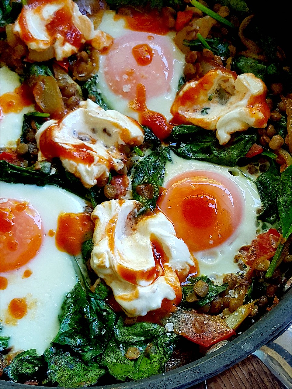 Shared Kitchen Lentils, Spinach & Eggs