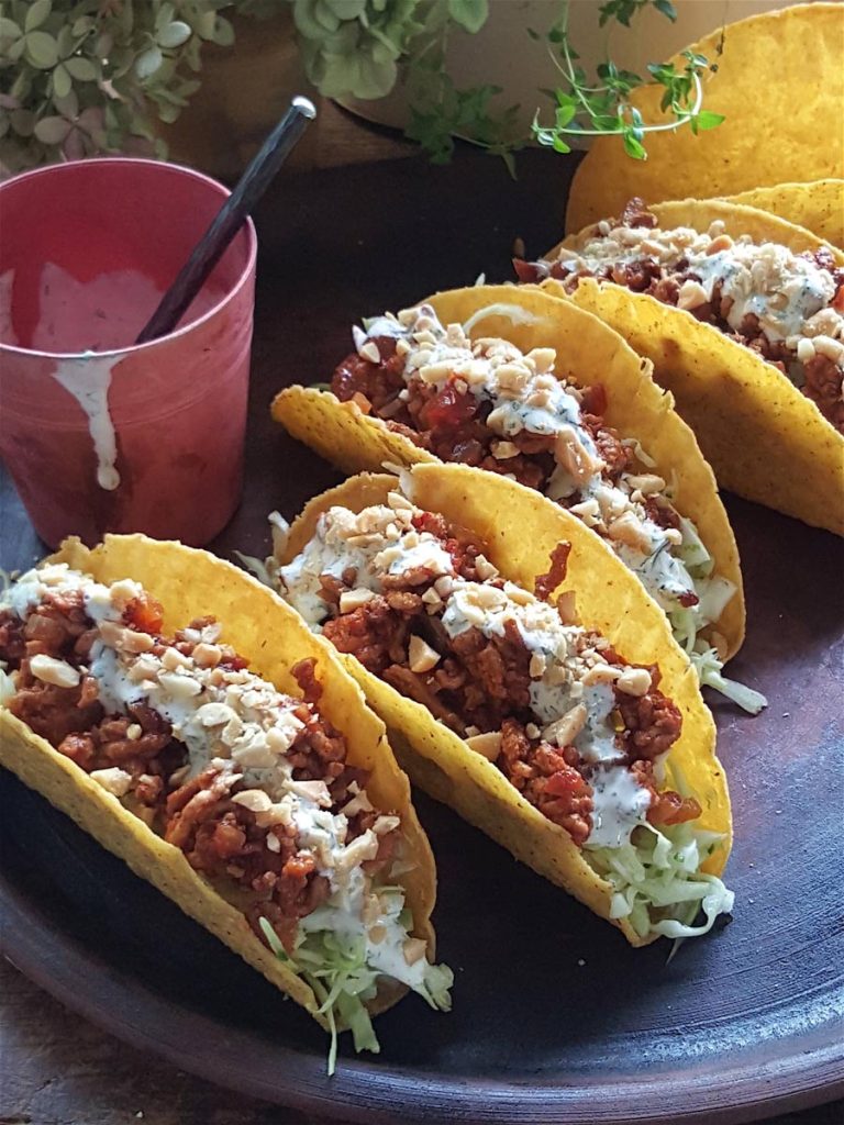 Tacos with Pork Adobo & Cabbage Slaw