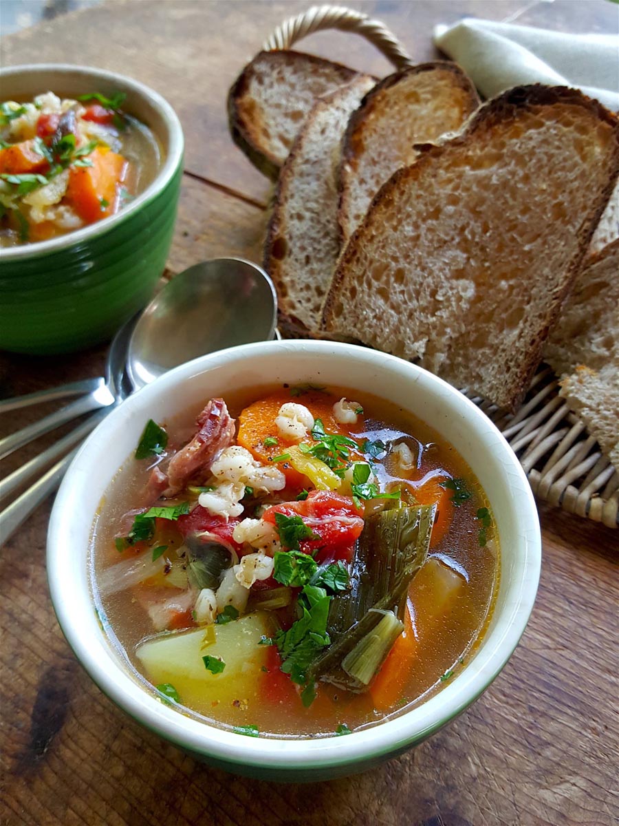 Good-for-you vege & barley soup