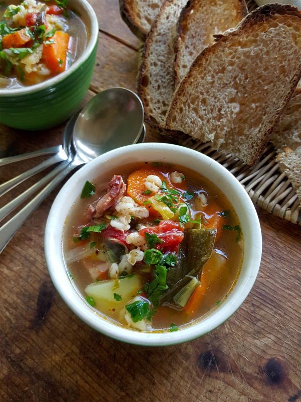 Good-for-you vege & barley soup