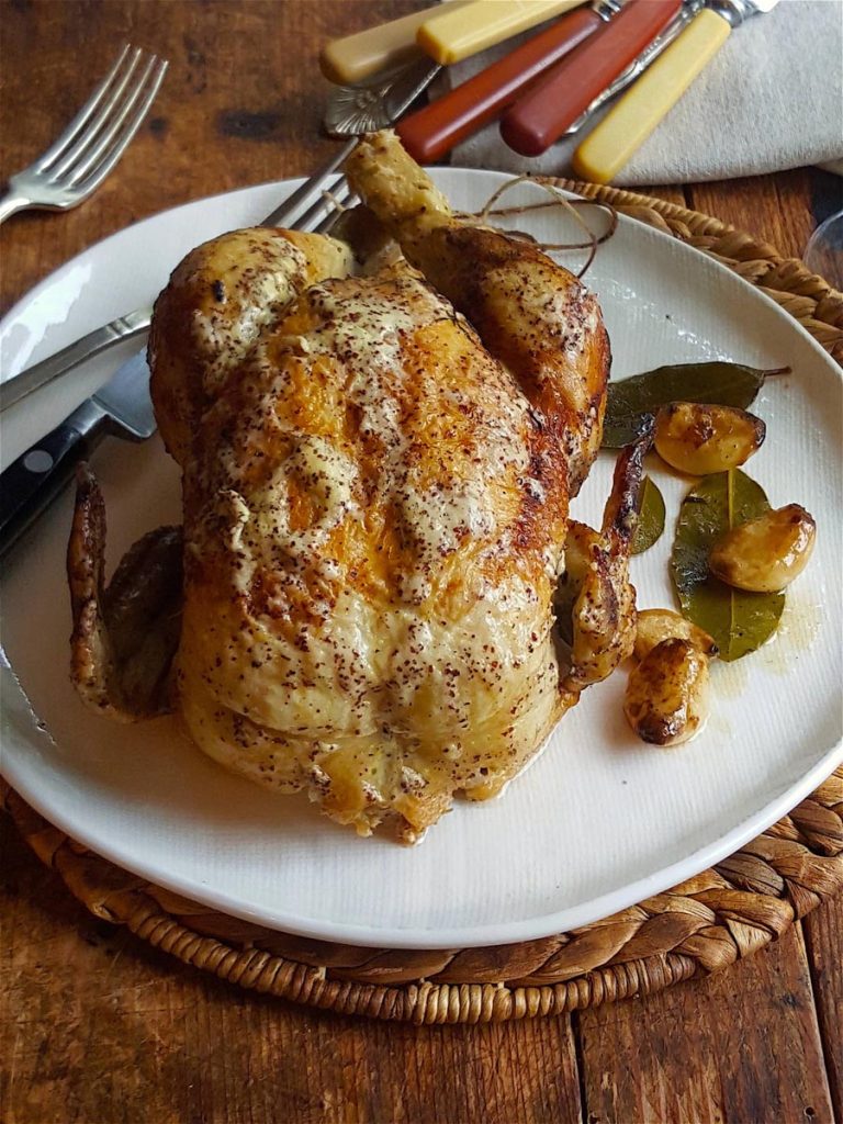 Pot Roasted Chicken with Mustard & Bay