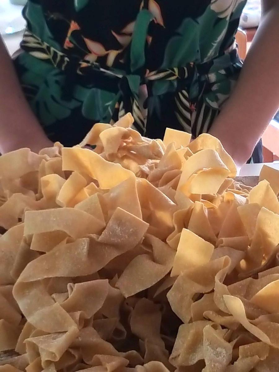 Pappardelle noodles air-drying