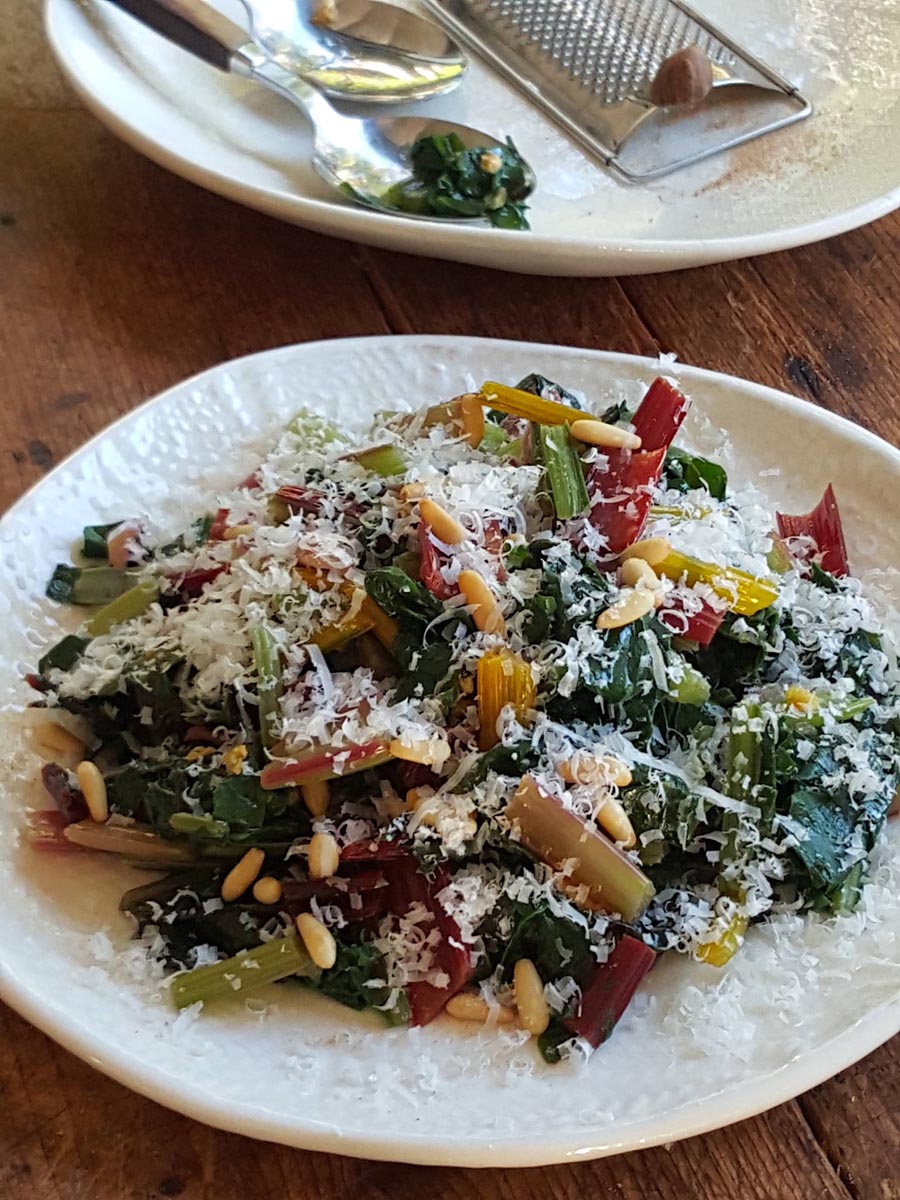 Swiss Chard with Parmesan & Pine Nuts