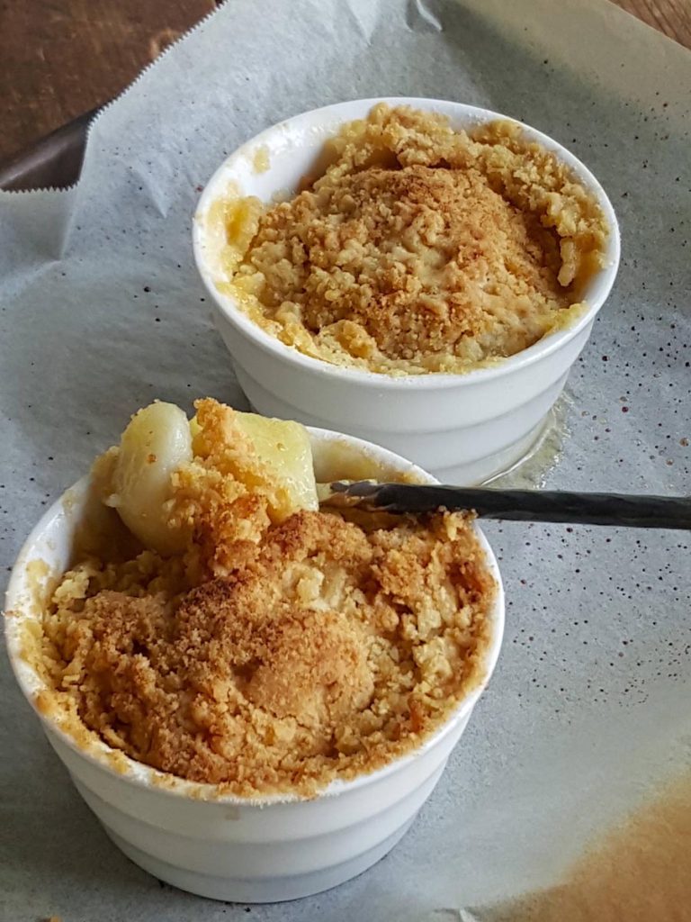 Brown Sugar Almond Crumbles with Gingered Apple & Pear
