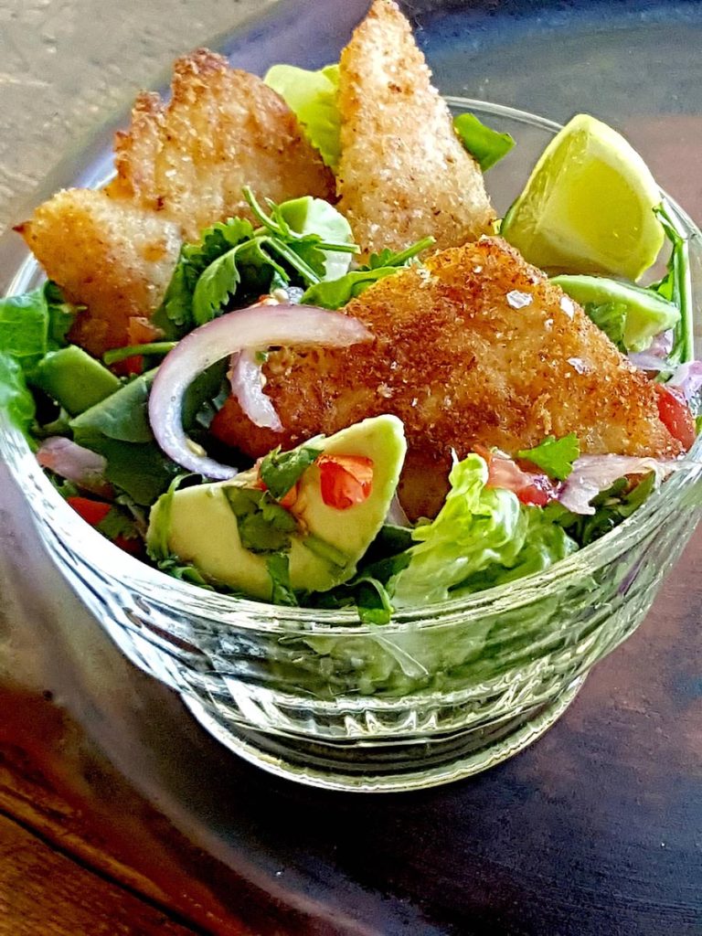 Spring Salad with Cumin-crumbed Fish & Avocado