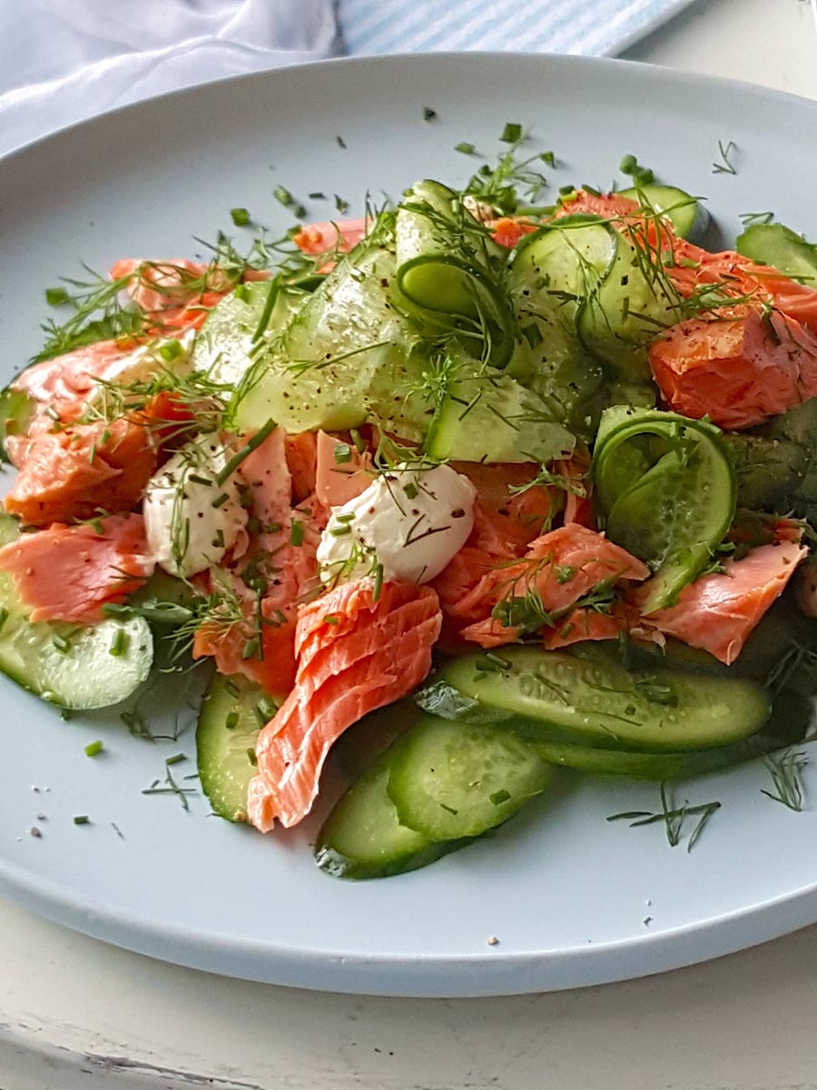 Hot-smoked Salmon with Cucmber & Dill