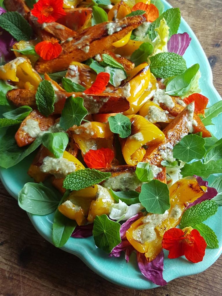 Kumara & Yellow Peppers with Caper Dressing