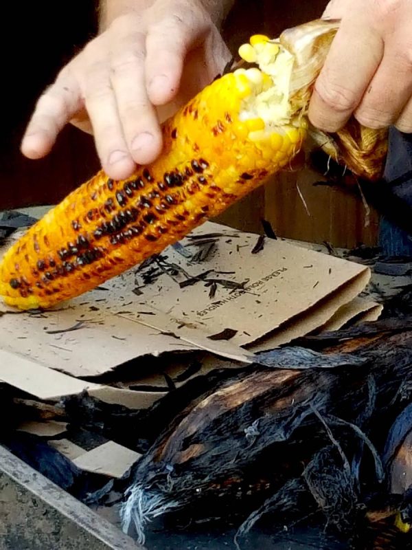 Caramelised sweet corn cooked on the barbecue.