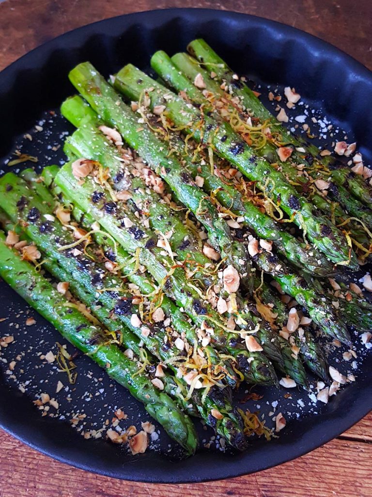 Grilled Asparagus with Toasted Hazelnuts