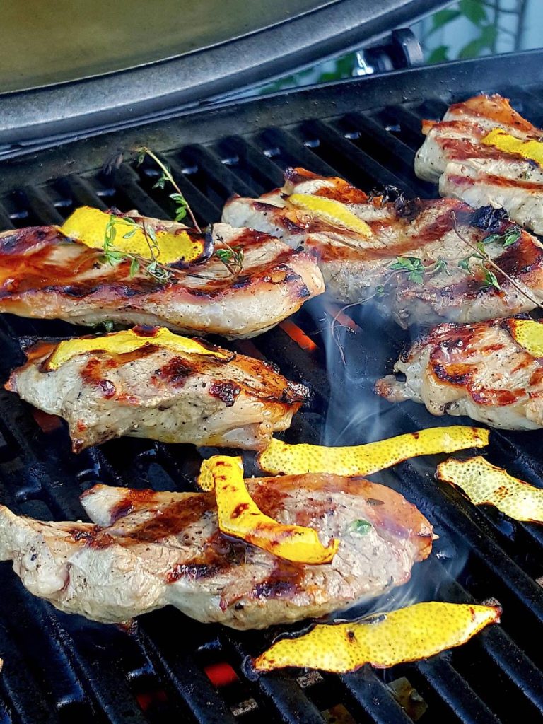 Barbecued Lamb Leg Steaks with Lemon