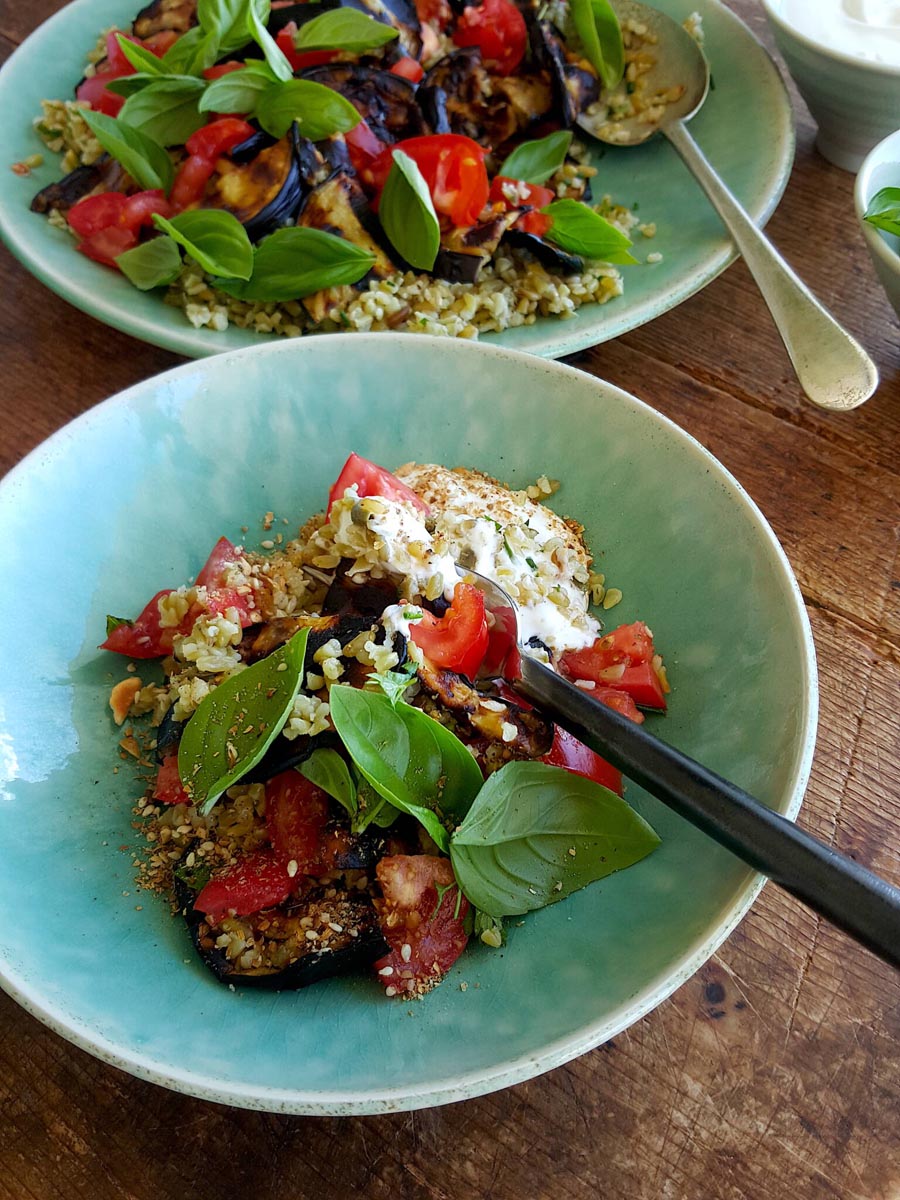 Barbecued Eggplant with Freekeh