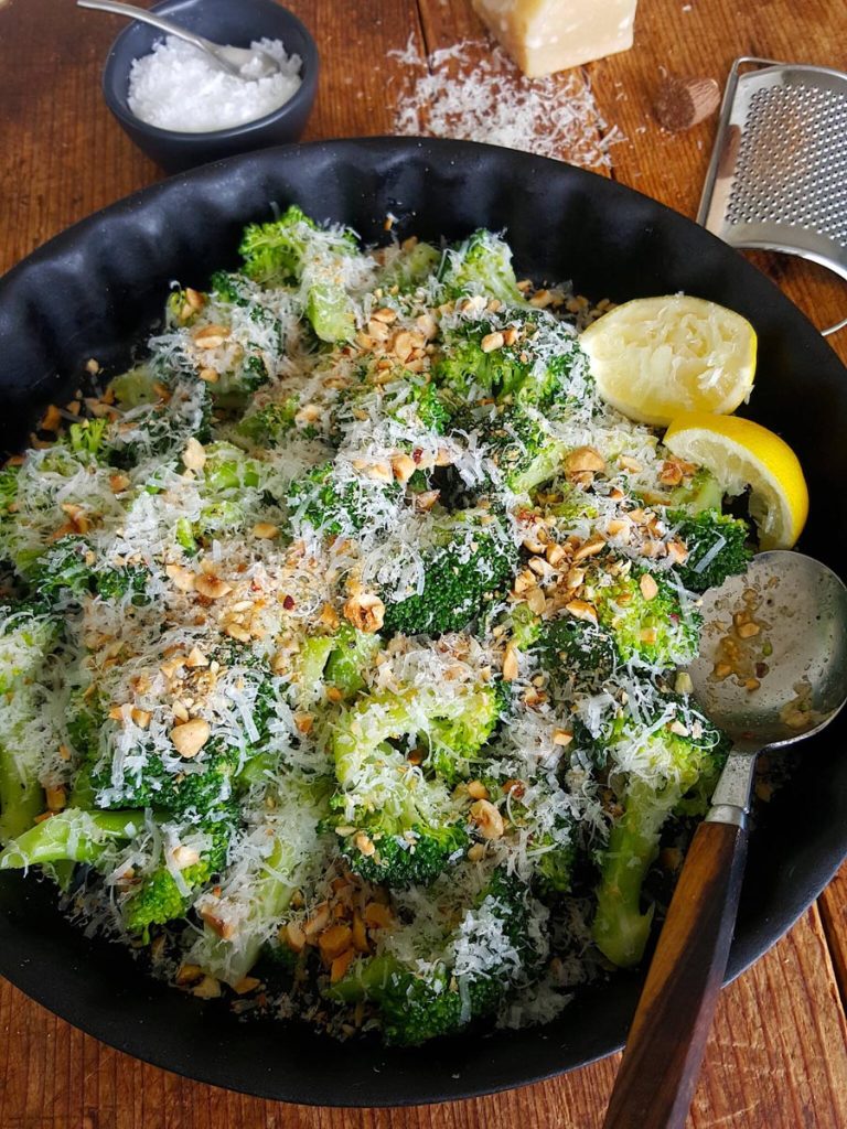 Broccoli with Nutmeg, Garlic & Hazelnuts