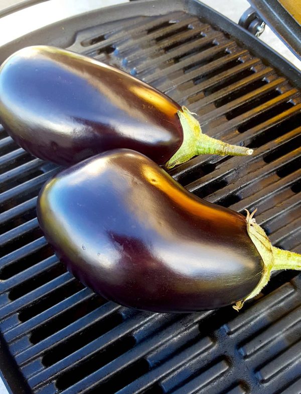 Grilling eggplant
