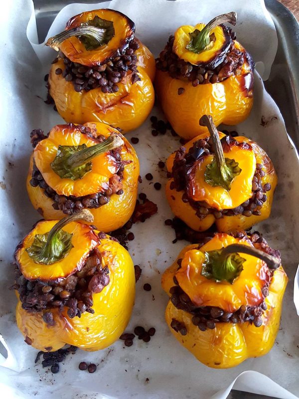 Yellow Peppers Struffed with Lentils