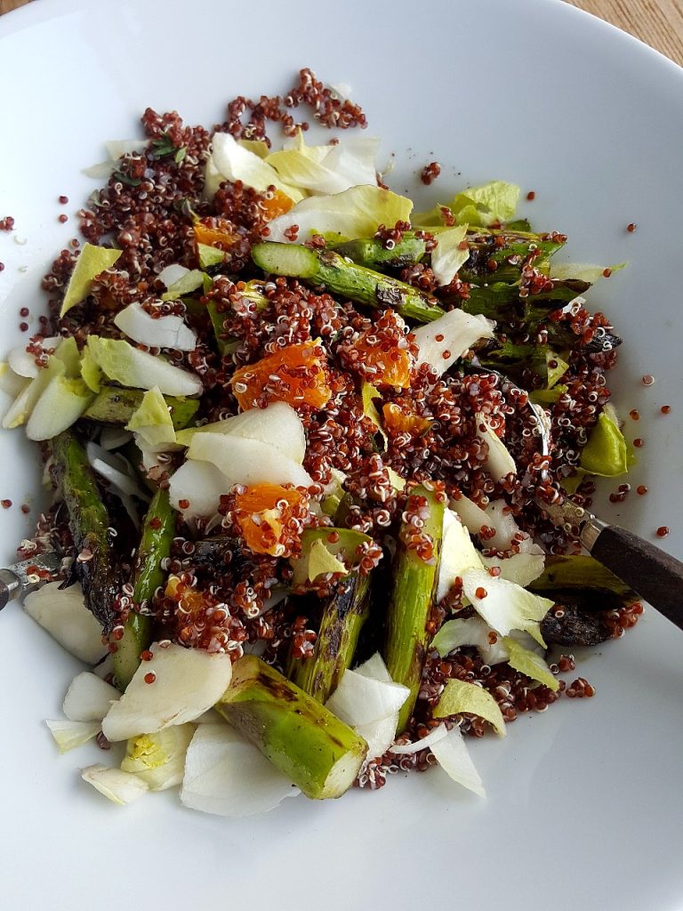 Red Quinoa Salad with Charred Asparagus