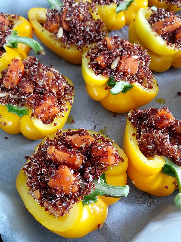 Yellow Peppers Stuffed with Quinoa