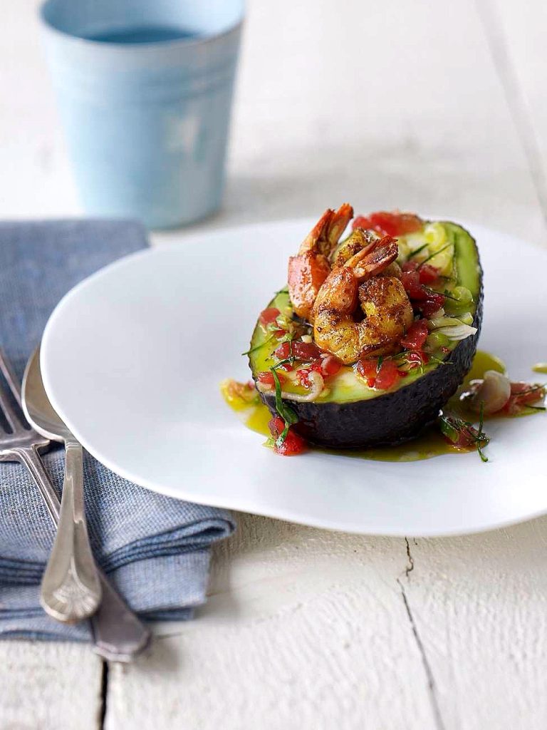 Avocados & Pawns with Lime & Tomato Salsa