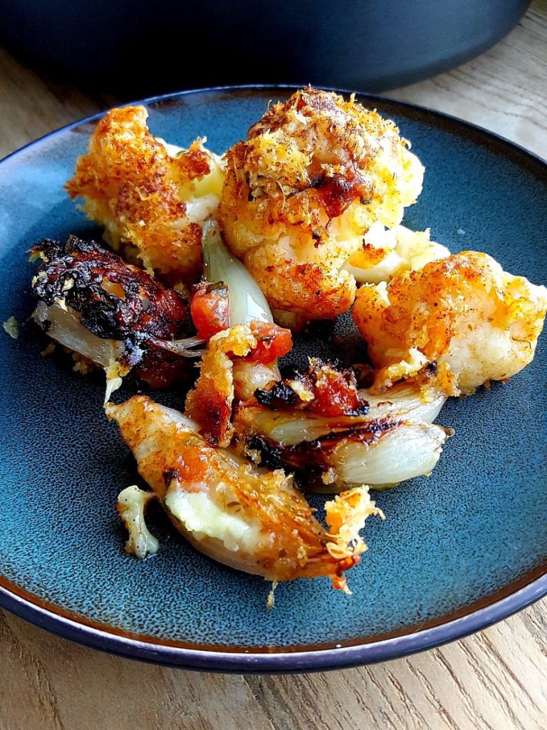 Roasted Cauliflower & Shallots with Double Cheese Crust