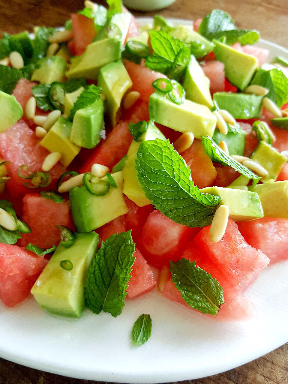 fresh salad with watermelon