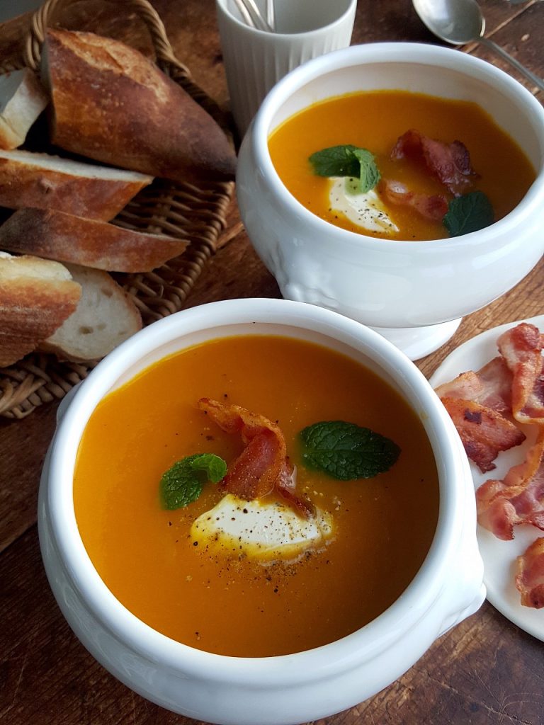 Carrot Soup with Crispy Bacon