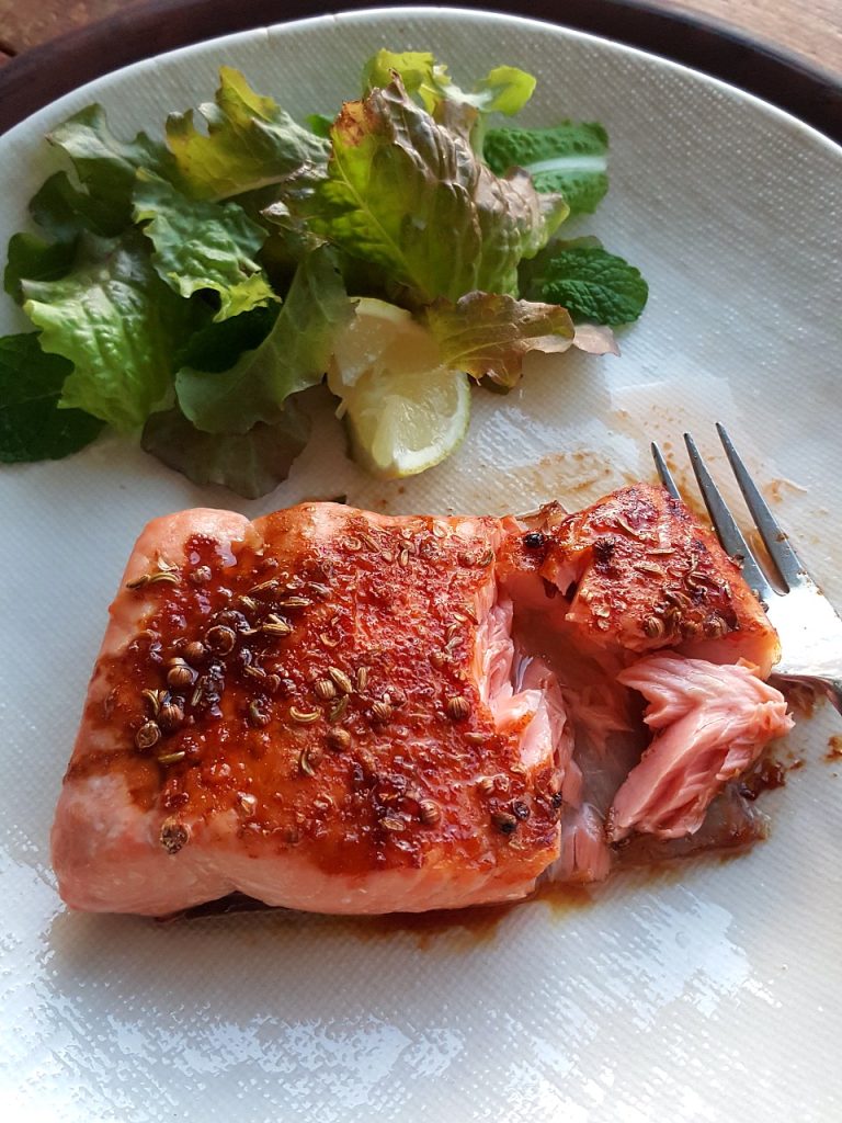 Grilled Salmon with Pomegranate Molasses