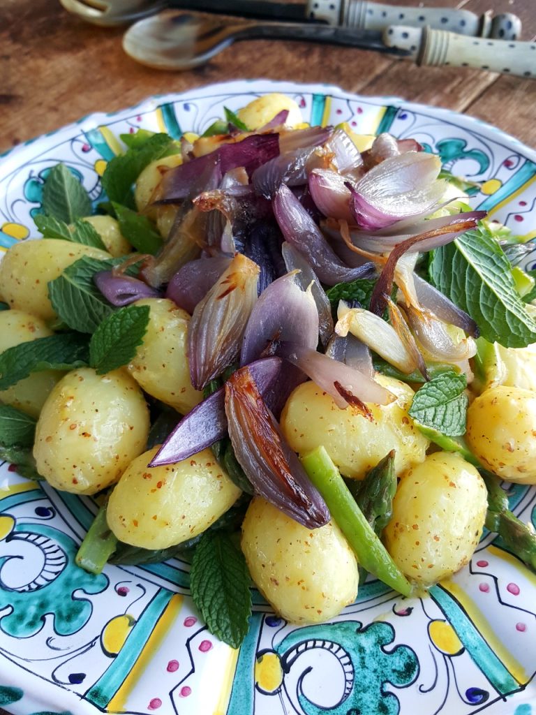 New Potatoes & Asparagus in Creamy Mustard Dressing