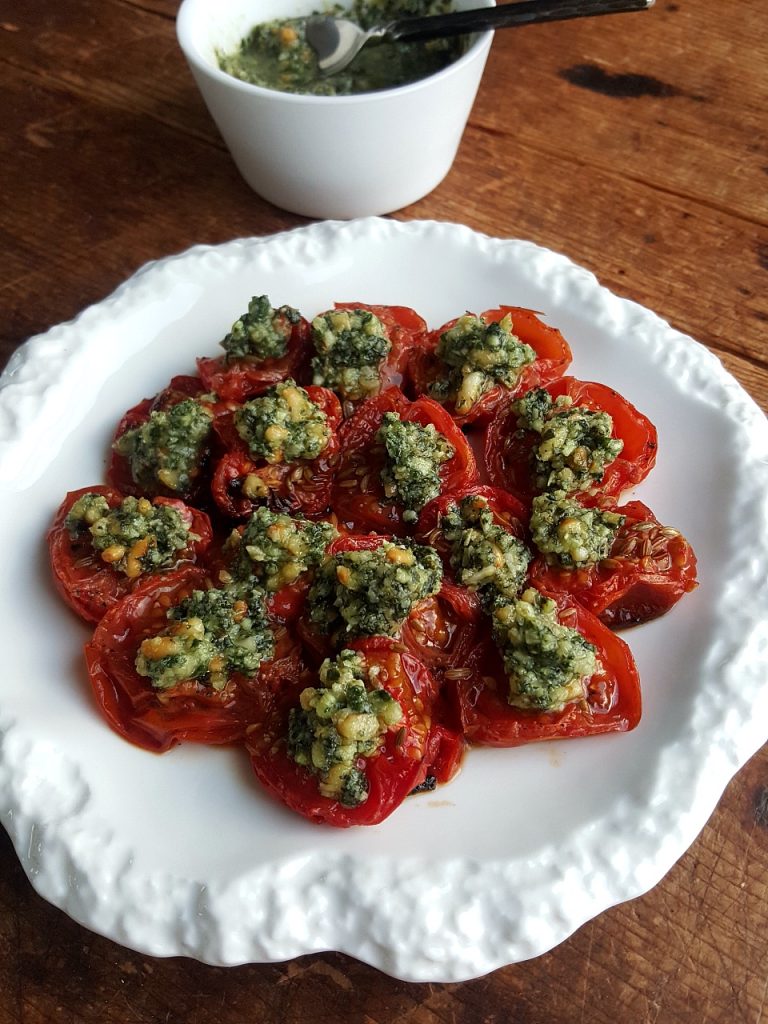 Roasted Tomatoes with Mint Pesto