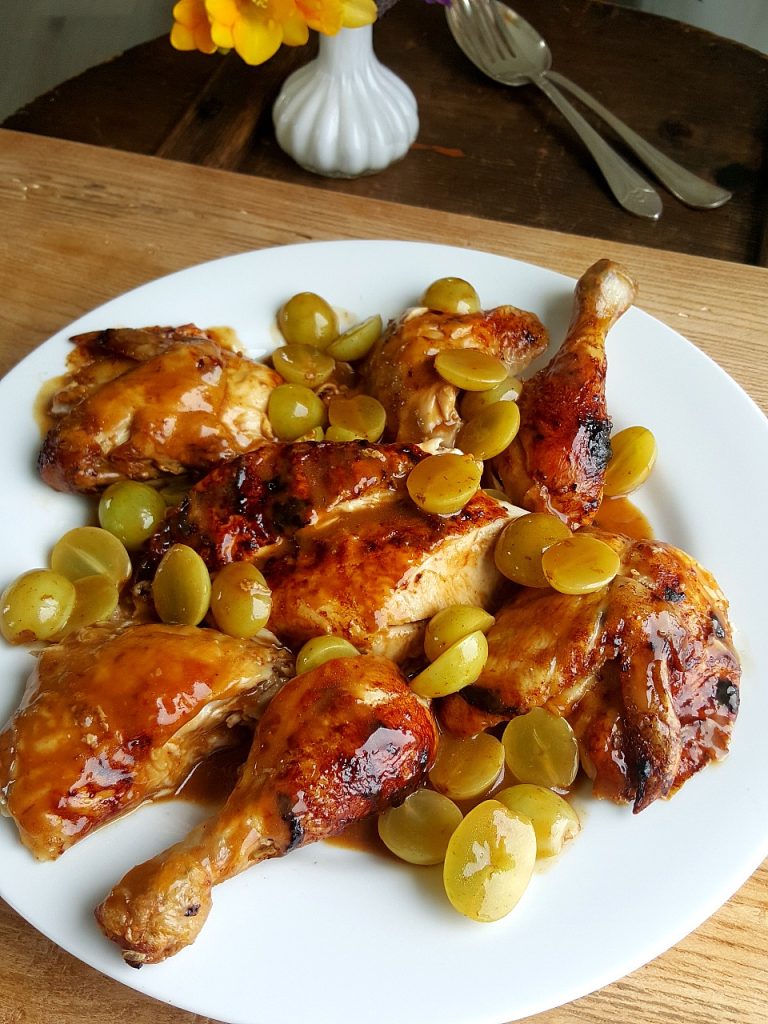 Roasted Chicken with Verjuice & Grapes