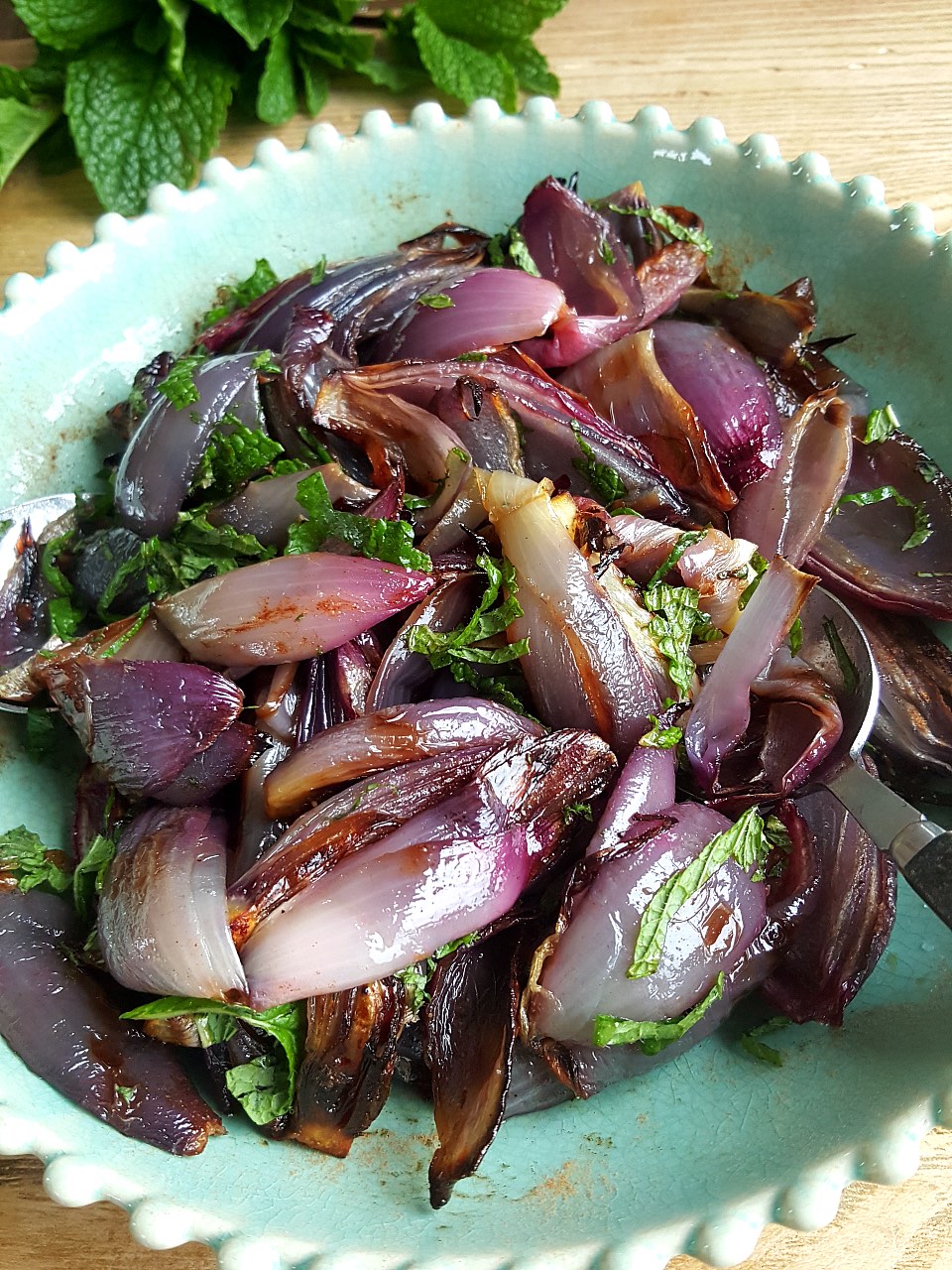 Roasted Red Onion Salad with Mint & Cinnamon