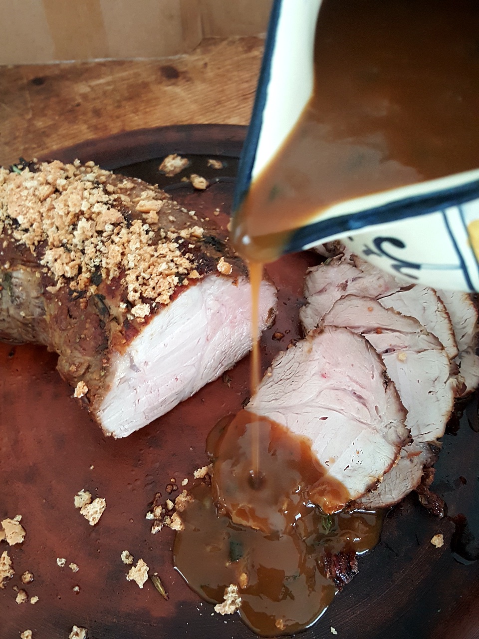 Roasted Pork Scotch Fillet with Amaretti Crumbs