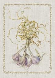 100% Linen Tea Towel Garlic by Sue Wickison