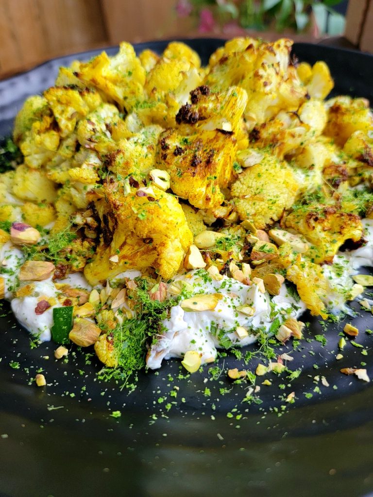 Roasted Cauliflower with Dates & Lime Leaves