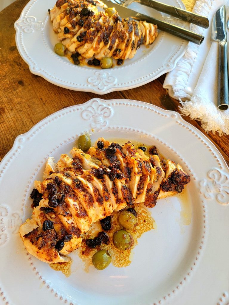 Chicken Breasts with Green Olives & Currants