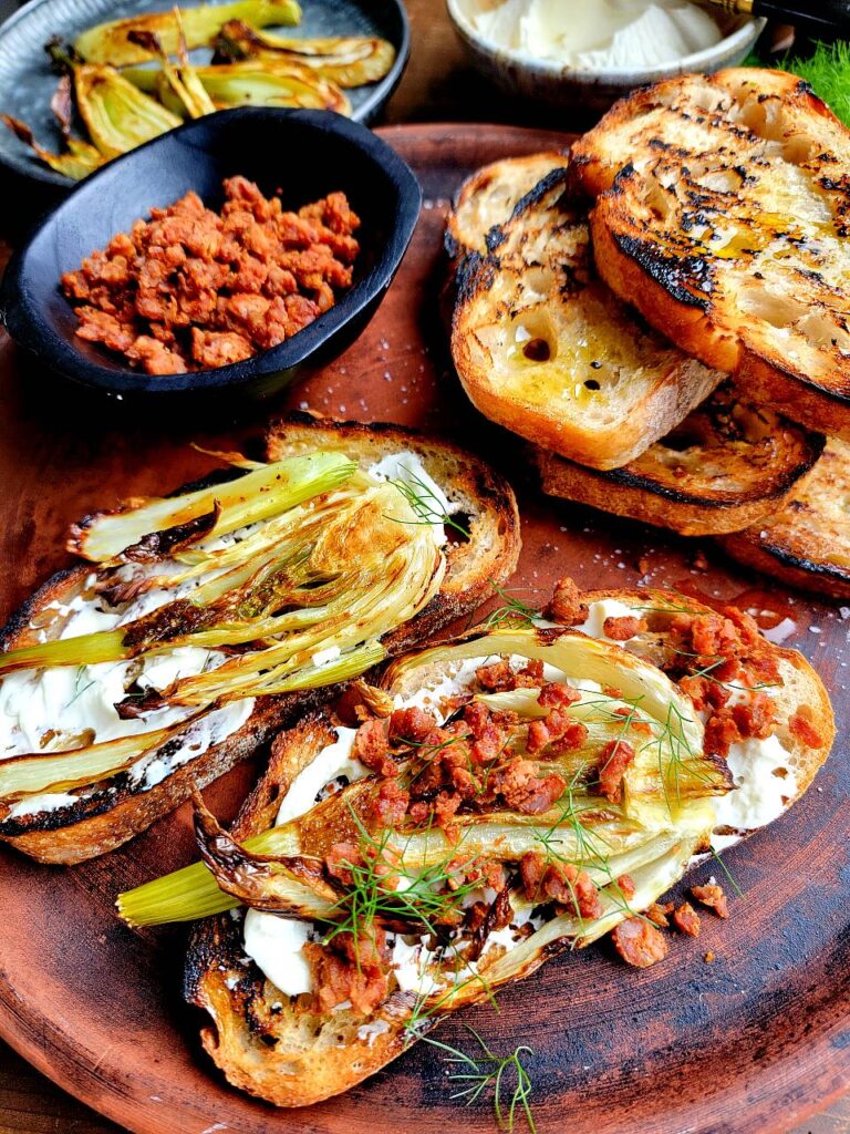 Winter Bruschetta with Sausage Crumb