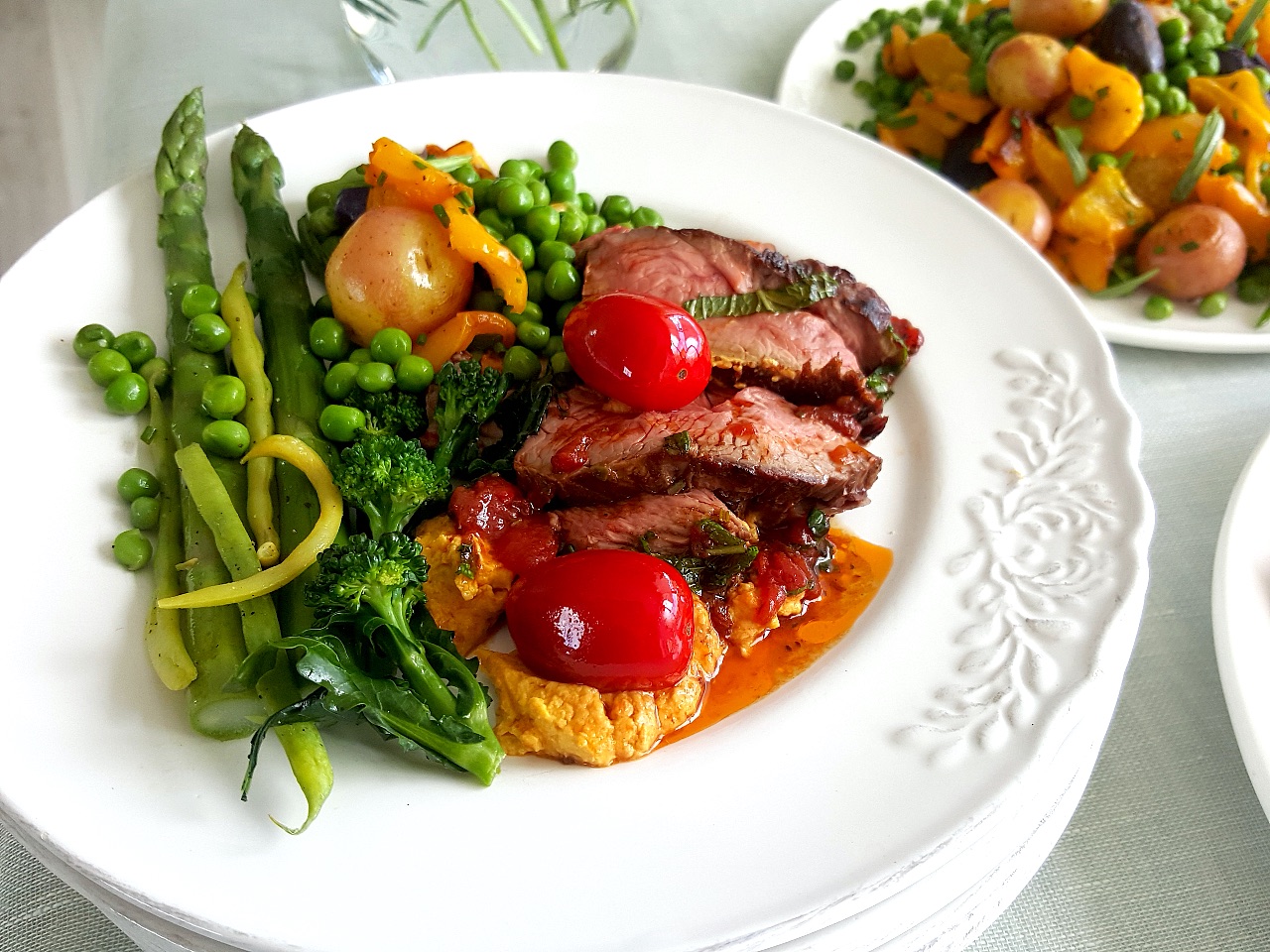 Char-grilled Lamb Rumps with Balsamic Tomatoes